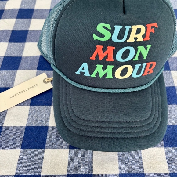 Anthropologie CELANDINE SEASIDE TRUCKER HAT "SURF MON AMOUR" - Picture 2 of 5